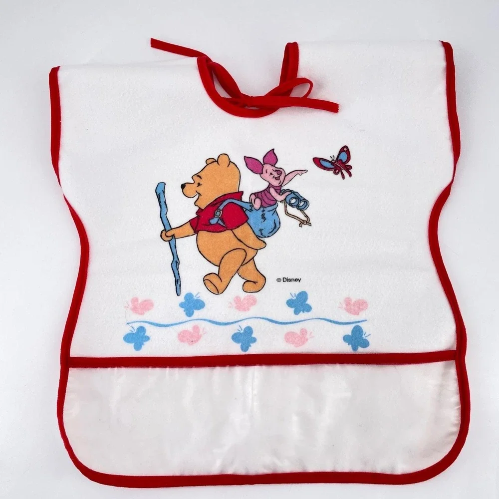 Disney Winnie Pooh Vinyl Back Baby Bib Crumb Catcher Full Coverage First Years